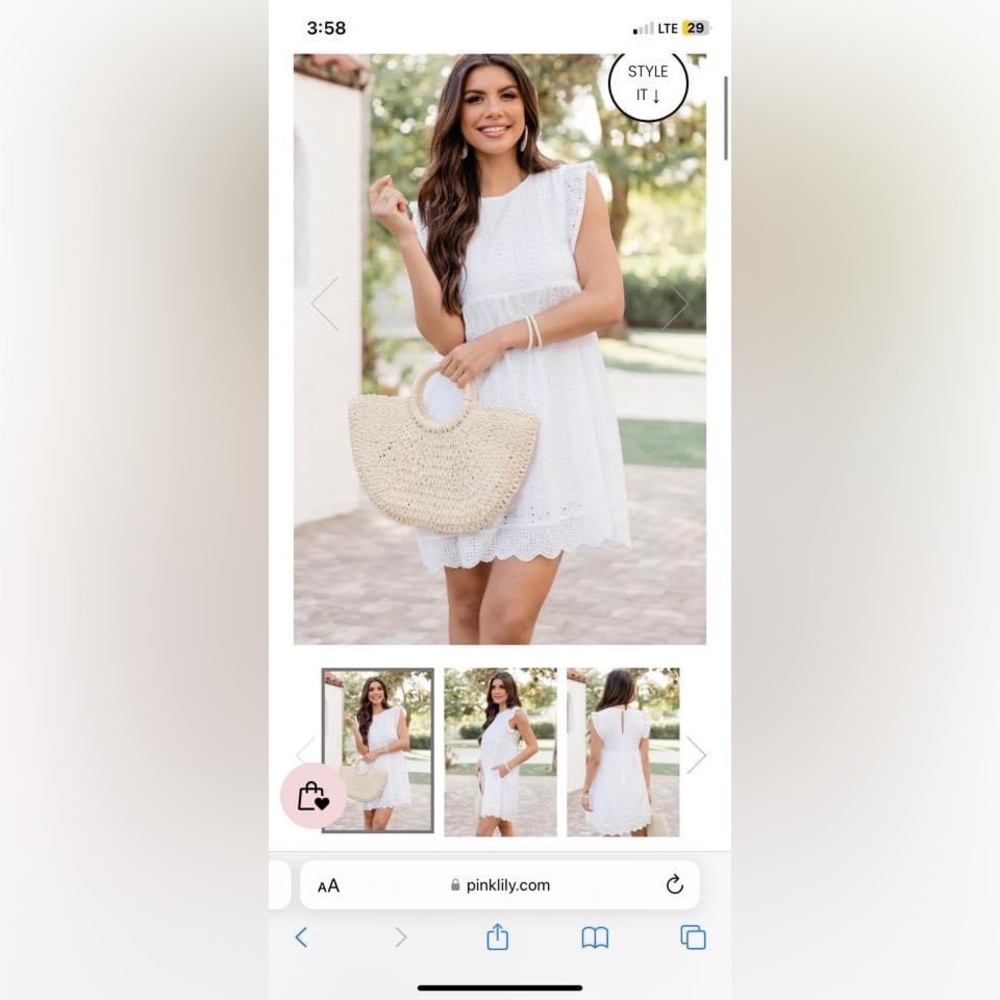 XS Pink Lily “You Found My Heart” Romper Dress in White